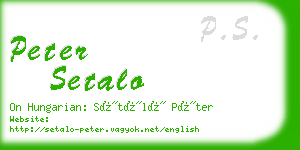 peter setalo business card
